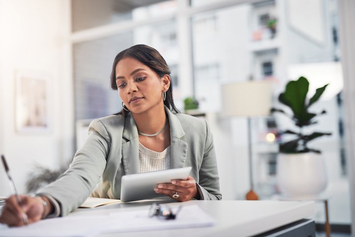 An investor making adjustments to her portfolio.