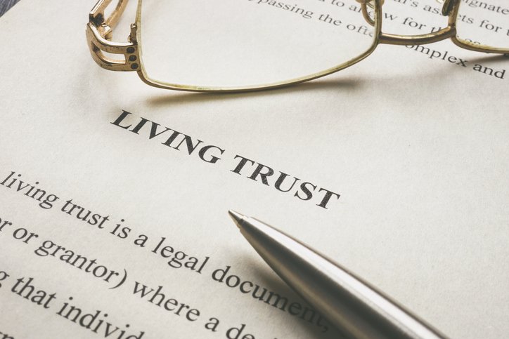 Closeup of a document for a living trust.