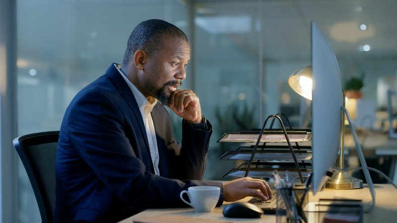 A man reviewing his stock options.